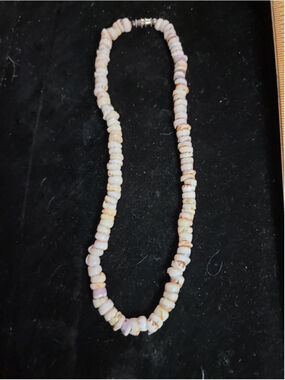 Vtg Large Chunky PUKA Shell Necklace 15" Hawaiian Surfer Diver Barrel Clasp